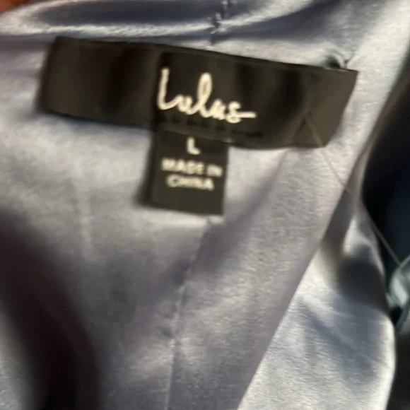 NWT Lulus Easy Listening Slate Blue Cold-Shoulder Wrap Maxi Dress - Picture 7 of 12